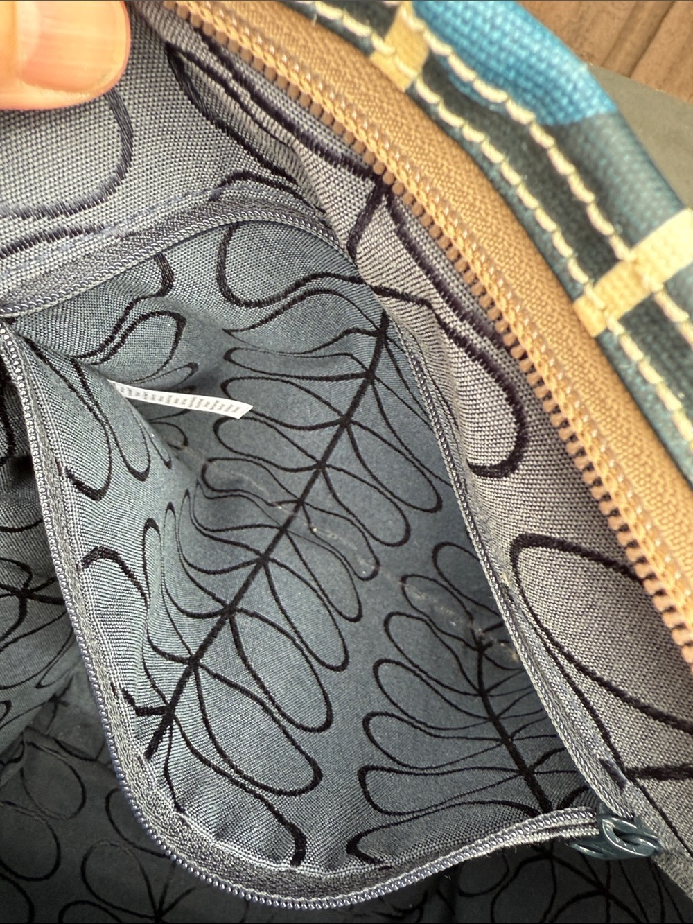 Orla Kiely Blue and Yellow Retro Floral Backpack Tote - Picture 7 of 15
